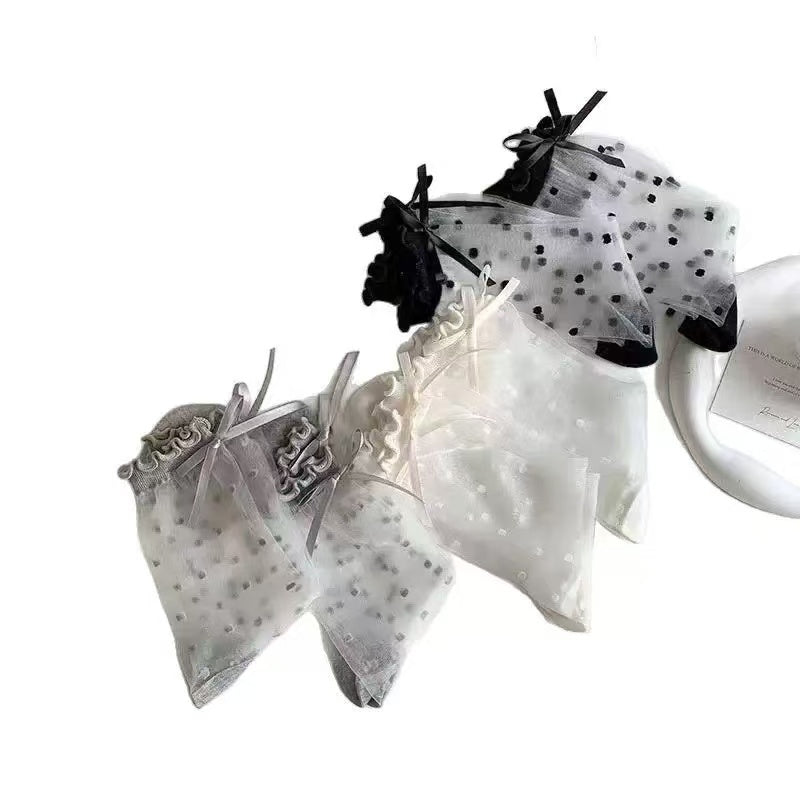 Ice Silk Breathable Socks with Polka Dot Design